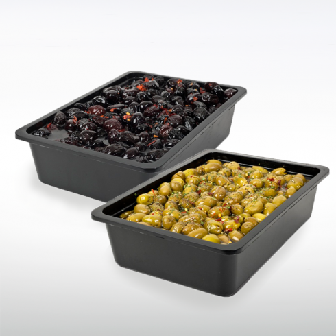 Baked Black Olives and Seasoned Green Olives Make Italy